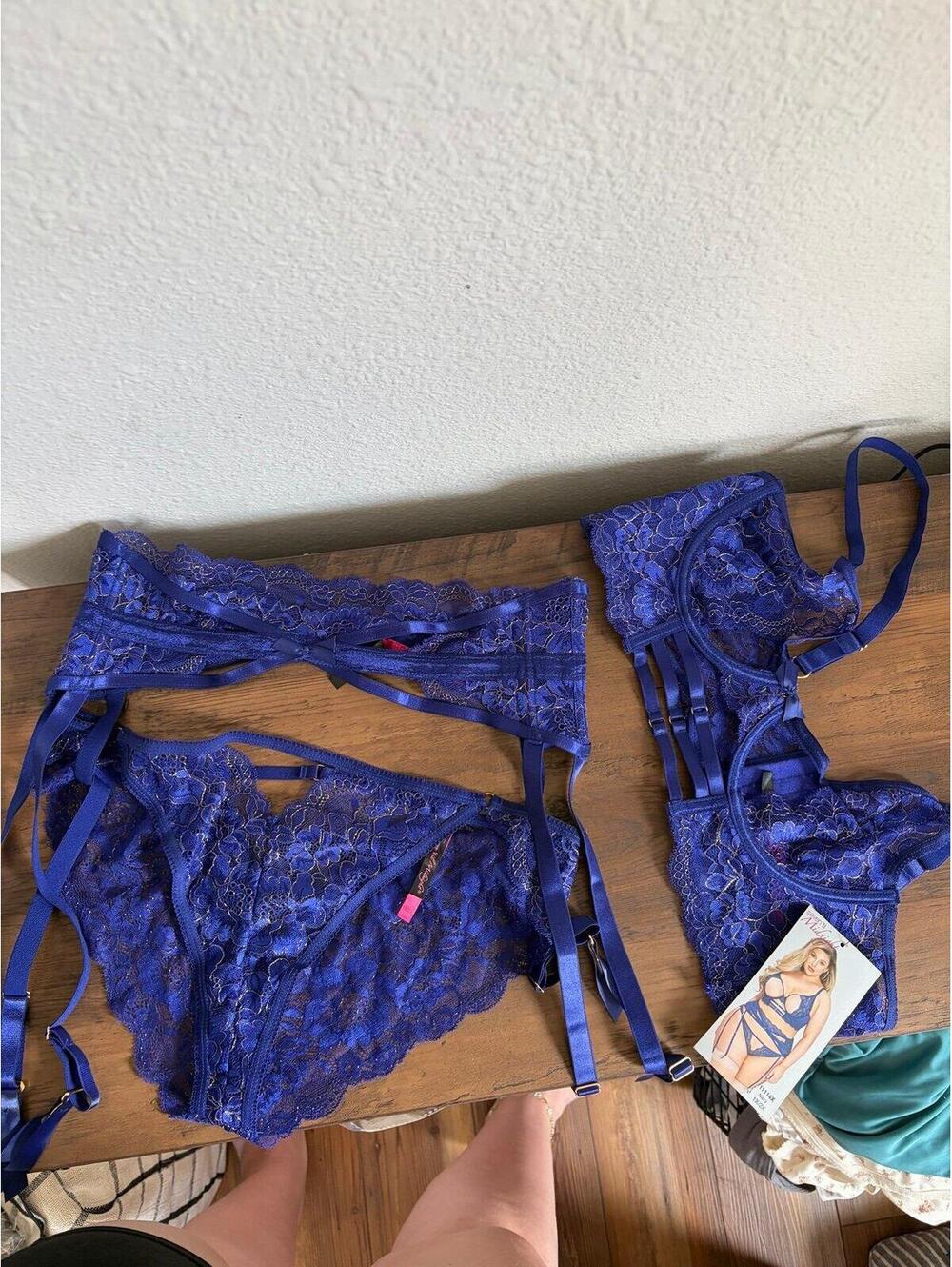 NWT Seven 'Til Midnight Lurex Lace and Mesh Teddy with Thong Back Set size 1x/2x